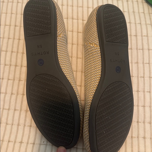 Rothy’s Women’s Sz 5.5 Gray Mustard White Herringbone Design Slip On Flats Round - Picture 4 of 13